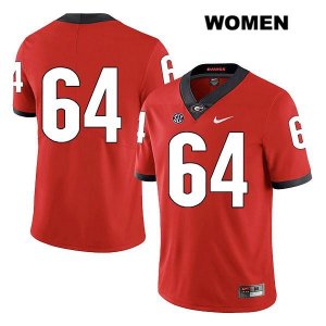 Women's Georgia Bulldogs NCAA #64 JC Vega Nike Stitched Red Legend Authentic No Name College Football Jersey FCL4454EU